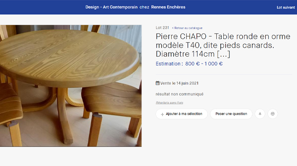 table chapo t40 estimation